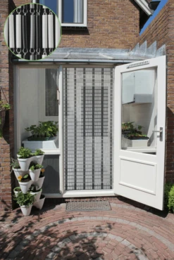 Vliegengordijn Banen - Wit/Zwart/Zilver - 100 X 232cm - Sun-Arts -Woonaccessoire Winkel vliegengordijn banen wit zwart zilver 100 x 232cm sun arts 100 3