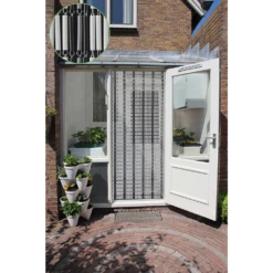 Vliegengordijn Banen - Wit/Zwart/Zilver - 90 X 210cm - Sun-Arts -Woonaccessoire Winkel vliegengordijn banen wit zwart zilver 90 x 210cm sun arts 90 4 2