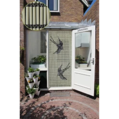 Vliegengordijn Zwaluwen - Creme/Zwart - 90 X 210cm - Sun-Arts -Woonaccessoire Winkel vliegengordijn zwaluwen creme zwart 90 x 210cm sun arts 90 4 4