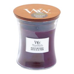 Woodwick Black Plum Cognac Medium Candle - Geurkaars