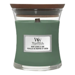 Woodwick Mint Leaves & Oak Mini Candle - Geurkaars